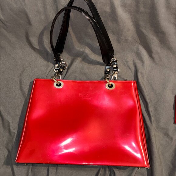 beijo Red Patent Leather handbag Tote w/Dust Bag, Extra Straps - Picture 1 of 11